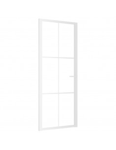 Porta Interna 83x201,5 cm Bianca in Vetro ESG e Alluminio 2