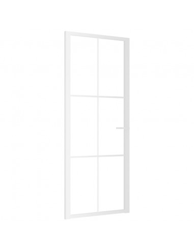Porta Interna 83x201,5 cm Bianca in Vetro ESG e Alluminio