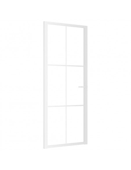 Porta Interna 83x201,5 cm Bianca in Vetro ESG e Alluminio