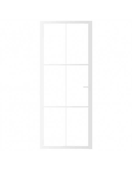 Porta Interna 83x201,5 cm Bianca in Vetro ESG e Alluminio