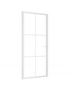Porta Interna 93x201,5 cm Bianca in Vetro ESG e Alluminio 2