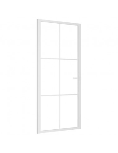 Porta Interna 93x201,5 cm Bianca in Vetro ESG e Alluminio