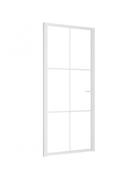 Porta Interna 93x201,5 cm Bianca in Vetro ESG e Alluminio