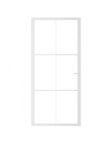 Porta Interna 93x201,5 cm Bianca in Vetro ESG e Alluminio