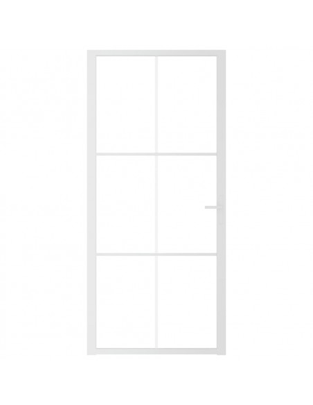 Porta Interna 93x201,5 cm Bianca in Vetro ESG e Alluminio