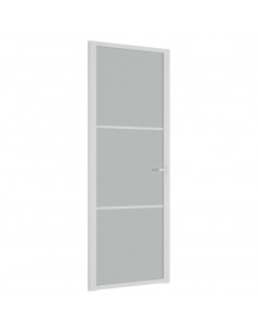 Porta Interna 76x201,5 cm Bianco Opaco Vetro e Alluminio 2