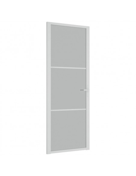 Porta Interna 76x201,5 cm Bianco Opaco Vetro e Alluminio