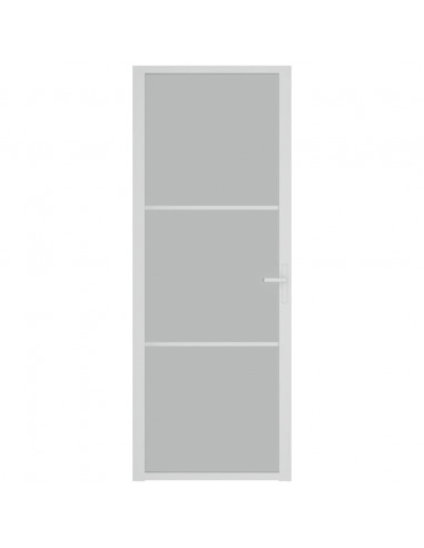 Porta Interna 76x201,5 cm Bianco Opaco Vetro e Alluminio