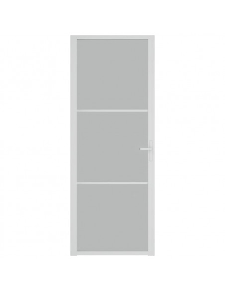Porta Interna 76x201,5 cm Bianco Opaco Vetro e Alluminio