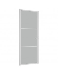Porta Interna 83x201,5 cm Bianco Opaco Vetro e Alluminio 2