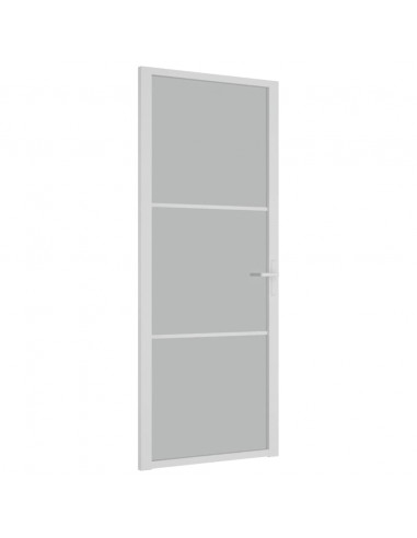 Porta Interna 83x201,5 cm Bianco Opaco Vetro e Alluminio