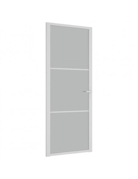 Porta Interna 83x201,5 cm Bianco Opaco Vetro e Alluminio