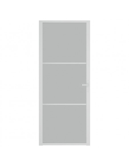 Porta Interna 83x201,5 cm Bianco Opaco Vetro e Alluminio