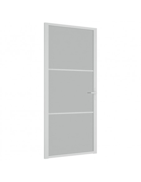 Porta Interna 93x201,5 cm Bianco Opaco Vetro e Alluminio