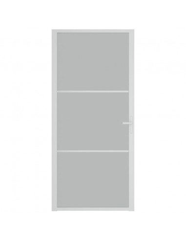Porta Interna 93x201,5 cm Bianco Opaco Vetro e Alluminio