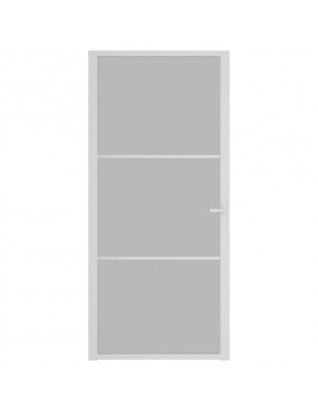 Porta Interna 93x201,5 cm Bianco Opaco Vetro e Alluminio