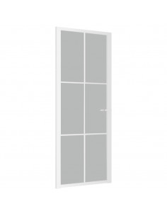 Porta Interna 83x201,5 cm Bianco Opaco Vetro e Alluminio 2