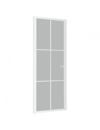 Porta Interna 83x201,5 cm Bianco Opaco Vetro e Alluminio