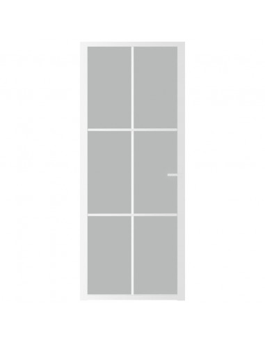 Porta Interna 83x201,5 cm Bianco Opaco Vetro e Alluminio