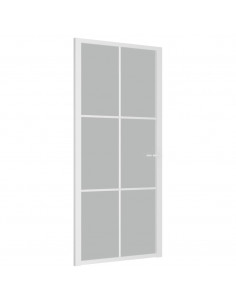 Porta Interna 93x201,5 cm Bianco Opaco Vetro e Alluminio 2
