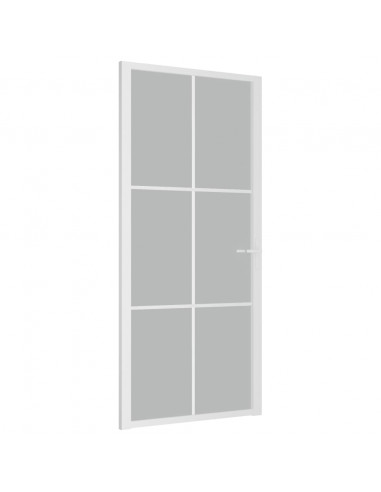 Porta Interna 93x201,5 cm Bianco Opaco Vetro e Alluminio