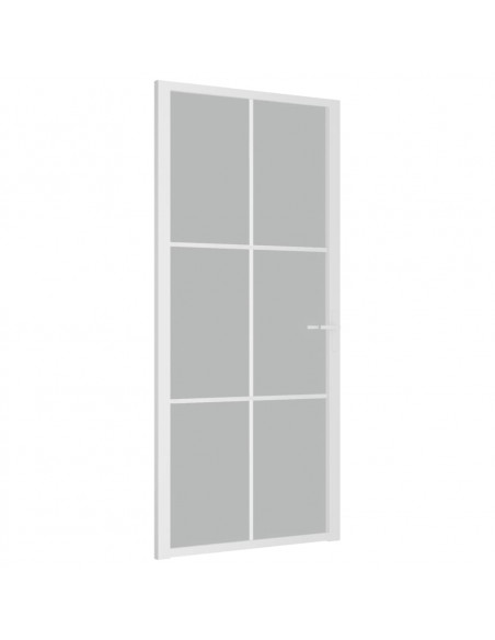 Porta Interna 93x201,5 cm Bianco Opaco Vetro e Alluminio