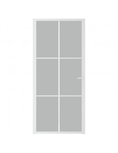 Porta Interna 93x201,5 cm Bianco Opaco Vetro e Alluminio