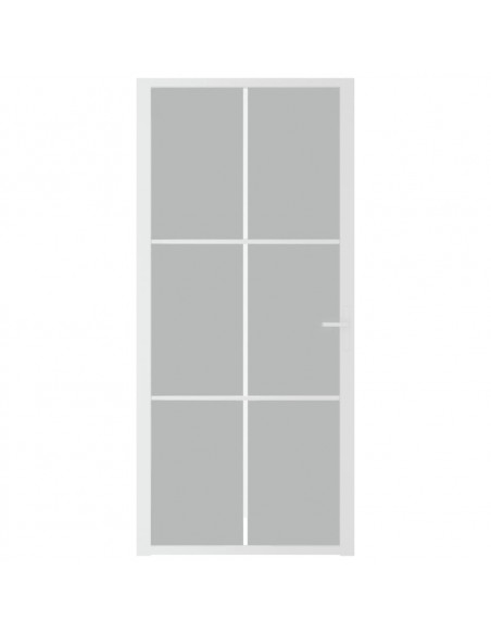Porta Interna 93x201,5 cm Bianco Opaco Vetro e Alluminio