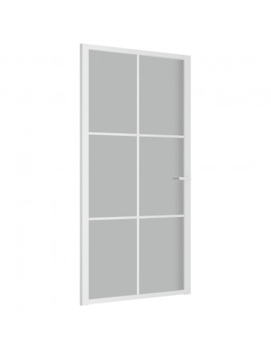 Porta Interna 102,5x201,5 cm Bianco Opaco in Vetro e Alluminio