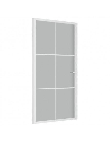 Porta Interna 102,5x201,5 cm Bianco Opaco in Vetro e Alluminio