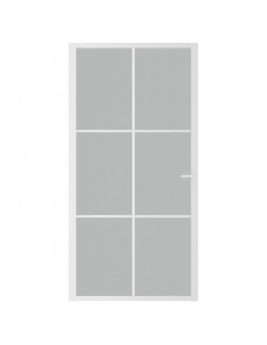 Porta Interna 102,5x201,5 cm Bianco Opaco in Vetro e Alluminio