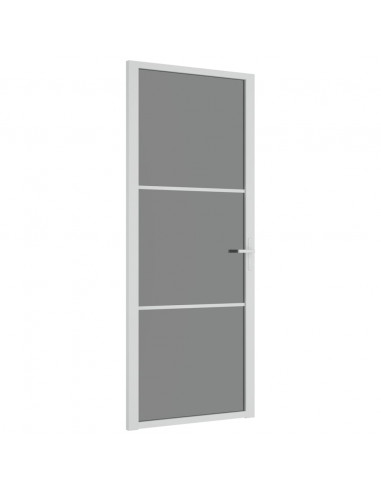 Porta Interna 83x201,5 cm Bianca in Vetro ESG e Alluminio