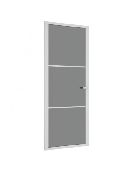 Porta Interna 83x201,5 cm Bianca in Vetro ESG e Alluminio