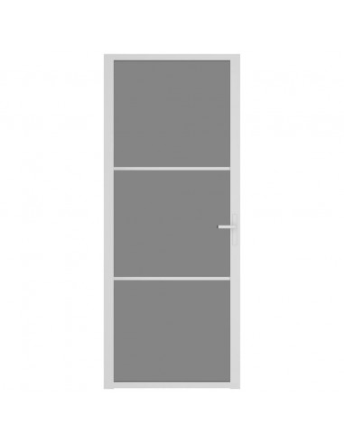 Porta Interna 83x201,5 cm Bianca in Vetro ESG e Alluminio