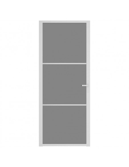 Porta Interna 83x201,5 cm Bianca in Vetro ESG e Alluminio