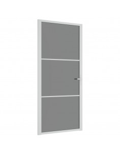 Porta Interna 93x201,5 cm Bianca in Vetro ESG e Alluminio 2