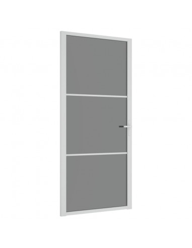 Porta Interna 93x201,5 cm Bianca in Vetro ESG e Alluminio