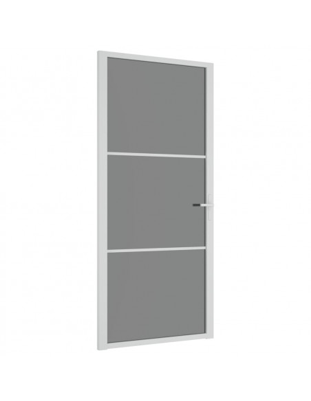 Porta Interna 93x201,5 cm Bianca in Vetro ESG e Alluminio