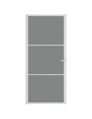 Porta Interna 93x201,5 cm Bianca in Vetro ESG e Alluminio