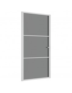 Porta Interna 102,5x201,5 cm Bianca in Vetro ESG e Alluminio 2