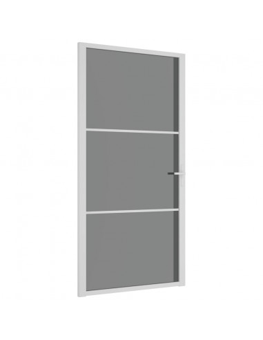 Porta Interna 102,5x201,5 cm Bianca in Vetro ESG e Alluminio