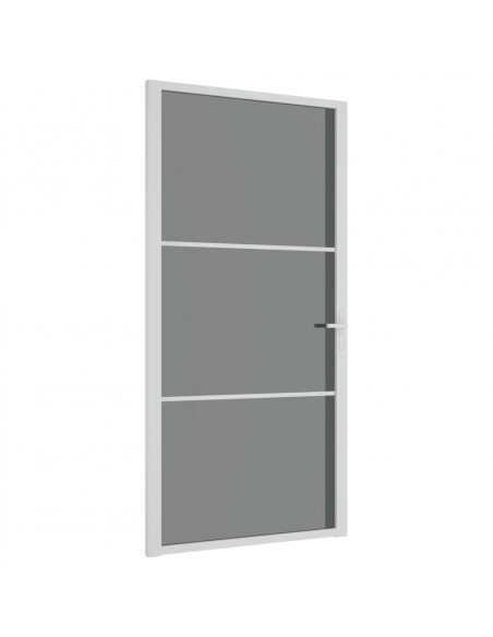 Porta Interna 102,5x201,5 cm Bianca in Vetro ESG e Alluminio