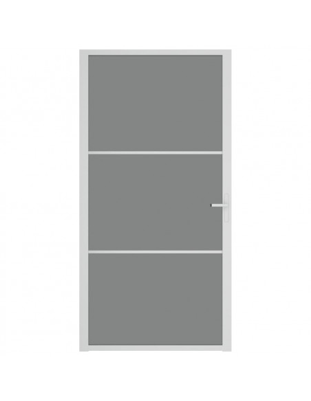 Porta Interna 102,5x201,5 cm Bianca in Vetro ESG e Alluminio