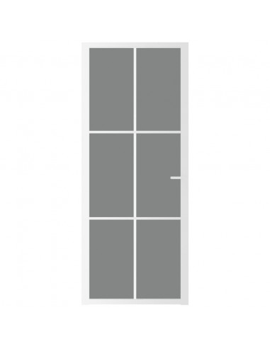 Porta Interna 83x201,5 cm Bianca in Vetro ESG e Alluminio