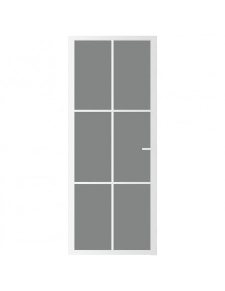 Porta Interna 83x201,5 cm Bianca in Vetro ESG e Alluminio