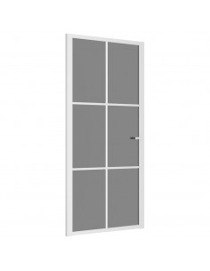 Porta Interna 93x201,5 cm Bianca in Vetro ESG e Alluminio 2