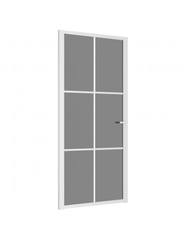 Porta Interna 93x201,5 cm Bianca in Vetro ESG e Alluminio