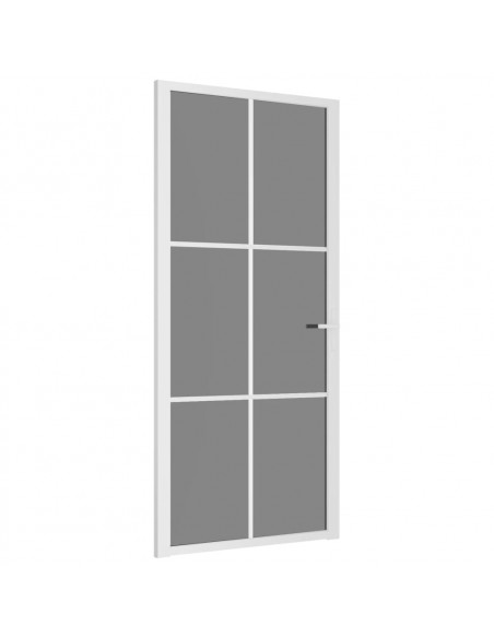 Porta Interna 93x201,5 cm Bianca in Vetro ESG e Alluminio