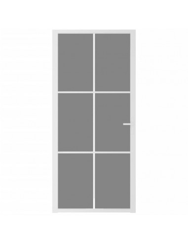 Porta Interna 93x201,5 cm Bianca in Vetro ESG e Alluminio