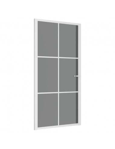 Porta Interna 102,5x201,5 cm Bianca in Vetro ESG e Alluminio